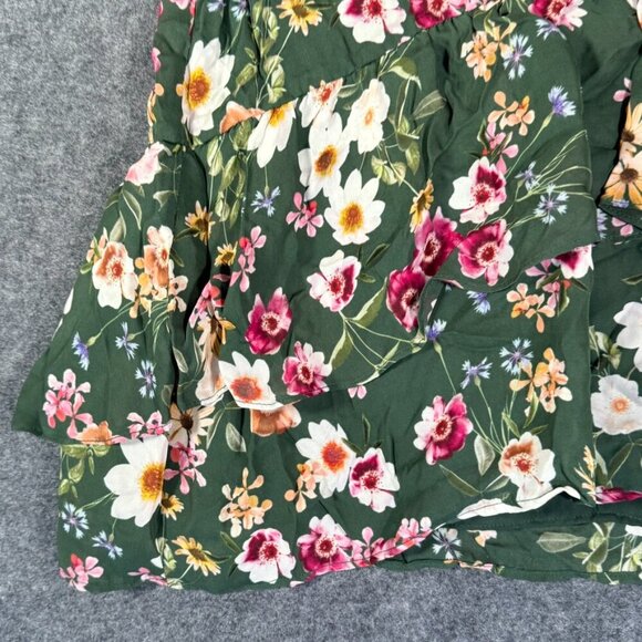 Parker Womens Silk Satin Mini Dress Cacti Daisy Green Size 8 Summer Boho NWT Lux - Picture 6 of 12